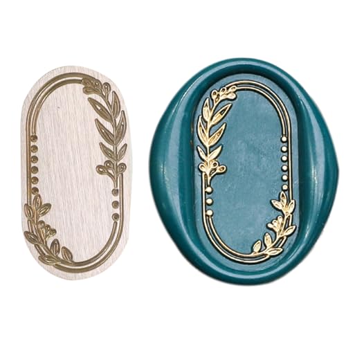 Andotopee Vintage geprägter Rahmen Wachssiegelstempel - 3D-Relief-Fotorahmen-Siegelstempel mit Holzgriff, Retro-Siegelwachsstempel für Hochzeitseinladungen, Scrapbooking, Briefe (oval #26) von Andotopee