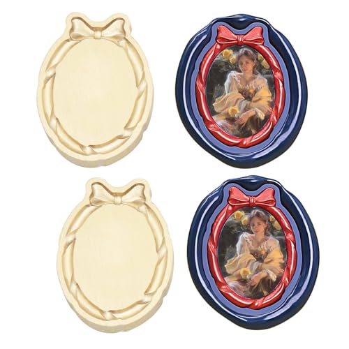 Andotopee Wachssiegelstempel im Vintage-Stil, geprägt, 3D-Relief-Bilderrahmen, Siegelstempel mit Holzgriff, Retro-Siegelwachsstempel für Hochzeitseinladungen, Scrapbooking, Briefe (oval #14) von Andotopee