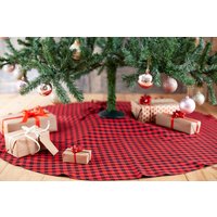 Buffalo Plaid Baumrock, Roter Und Schwarzer Baumrock Mit Büffeldruck, Weihnachtsbaumrock von AndraOtoTextiles