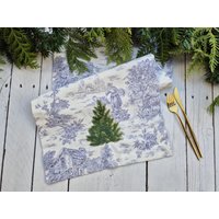Chinoicery Weihnachtstischläufer, Blauer Weihnachtsläufer von AndraOtoTextiles