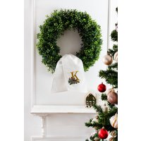 Monogrammierte Schärpe, Weihnachtskranz-Schärpe, Personalisierte Monogramm-Schärpe, Leinen-Kranz-Schärpe von AndraOtoTextiles