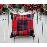 Patchwork Kissenbezug, Bauernhaus Karierter Rustikaler Tartan Kissenbezug von AndraOtoTextiles