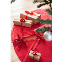 Roter Samt-Baumrock, Weihnachtsbaumrock, Einfarbiger Baumrock, Samt-Baumrock von AndraOtoTextiles