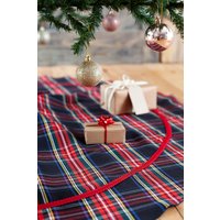 Schwarzer Rock Mit Roter Zierleiste, Tartan Baumrock, Schwarzer Weihnachtsbaum Rock von AndraOtoTextiles