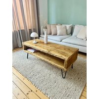 Couchtisch Rustikal Mit Ablage | Lowboard Sideboard Aus Gerüstbohlen Massivholz Altholz Coffeetable Holztisch Tv Board Bank von AndreKarger
