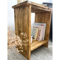 Nachttisch Holz Eiche Optik Mit Ablage Nachtschrank Beistelltisch Rustikal Nachttischchen Nachtschränkchen Nachtkommode Schlafzimmer von AndreKarger