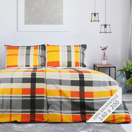 Andrea Simone Bettwäsche 140x200-100% Baumwolle RENFORCE Gold Exklusiv - Orange Würfel | Kissenbezug 70x90, Bettbezug, Bettwäsche-Set, Herbst, Allergiker Set, Premium Duvet Cover, Österreich Andrea Simone Bettwäsche 140x200-100% Baumwolle RENFORCE Gold Exklusiv - Orange Würfel | Kissenbezug 70x90, Bettbezug, Bettwäsche-Set, Herbst, Allergiker Set, Premium Duvet Cover, Österreich von Andrea Simone
