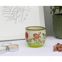 Kleine Blumen Kerzenhalter Glas Teelichthalter Bunte Floral Versandfertig von AndreaBodnarArt