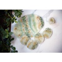 Jaspis Und Quarz Resin Geode Tablett Set von AndreaRuthDesigns