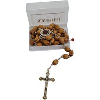 Normaler Holzrosenkranz Handgemacht Im Heiligen Land Mit Erde Und Metallkreuz, Rosenkranz 59 Perlen von AndreaStoreJerusalem