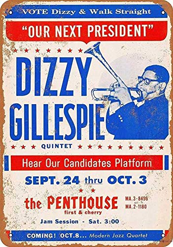 Andreaoy Metall-Blechschild, Dizzy Gillespie im Seattle-Retro-Look, dekoratives Metall-Blechschild, 20,3 x 30,5 cm von Andreaoy