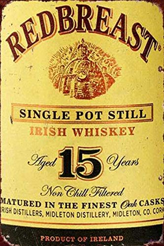 Andreaoy Metall-Blechschild Redbreast Irish Pot Still Vintage Whiskey Werbeschild Home Club Bar dekoratives Metall-Blechschild 20,3 x 30,5 cm von Andreaoy
