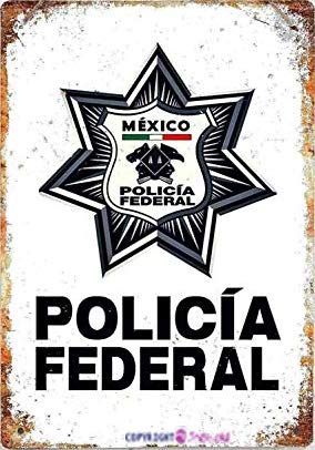 Andreaoy Retro-Blechschild | Mexiko Polizei Policia Federal Sicario Schild | Home Club Bar dekoratives Metall-Blechschild 20,3 x 30,5 cm von Andreaoy