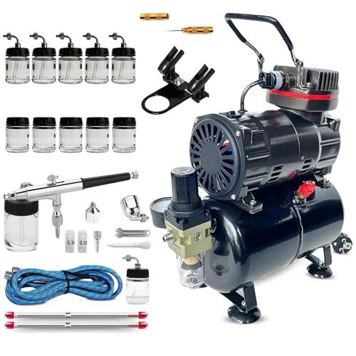 Andreas Dell Airbrush-Set mit 4-bar Kompressor – Airbrush- & Lackierpistolen, Komplett-Set für Tattoo, Kunst, Malerei | Nadeln & Düsen | Dual-Set mit Manometer & Luftfilter Andreas Dell Airbrush-Set mit 4-bar Kompressor – Airbrush- & Lackierpistolen, Komplett-Set für Tattoo, Kunst, Malerei | Nadeln & Düsen | Dual-Set mit Manometer & Luftfilter von Andreas Dell