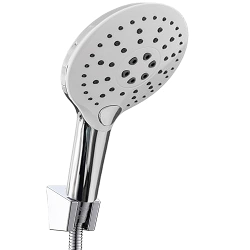 Universal Duschkopf – Handbrause rund (Ø 120 mm), 3 Strahlarten (Rain, Intense Rain, Soft Rain), Chrom/Weiß, Wassersparend Duschbrause, Reinigungsfreundlich von Andreas Dell