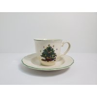 Nikko Tis The Season Cup Und Saucer, Crazing von AndreasAntiquesFinds