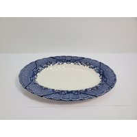 Royal Wessex Swirl Blue Willow Oval Tablett, England von AndreasAntiquesFinds