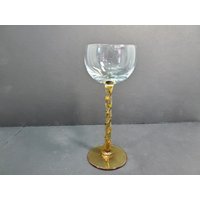 Weinglas Mit Verdrehtem Goldstiel von AndreasAntiquesFinds