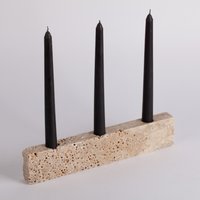 11, 8" | 30 cm Beigefarbener Travertin-Kerzenhalter/Marmor-Kerzenhalter von AndresStoneDesign