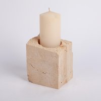 Beige Travertin Kerzenhalter, Naturstein Zylinder Großer Marmor Kerze von AndresStoneDesign