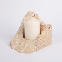 Beige Travertin Kerzenhalter, Naturstein Zylinder Großer Marmor Kerze von AndresStoneDesign
