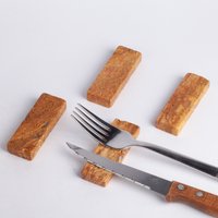 Da Vinci Travertin Besteck Ablage, Orange Chopstick Marmor Ablage Set von AndresStoneDesign