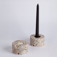 Einzigartiger Kerzenhalter/Travertin Set Of Two 2 Tlg von AndresStoneDesign