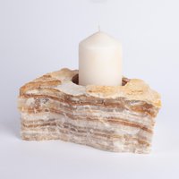 Natürlicher Alabaster Kerzenhalter Gelber Onyx Steinzylinder Natürlicher Alabaster Kerzenhalter Gelber Onyx Steinzylinder von AndresStoneDesign