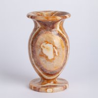 Kleine Gelbe Alabaster Vase/Hand Geschnitzter Onyx Dekoration Natürliche Hausdekoration Naturstein von AndresStoneDesign