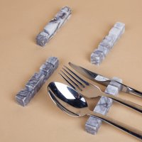 Lila Marmor Besteck Ablage 6 Tlg, Essstäbchen Ablage, Weißer Stein von AndresStoneDesign