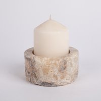 Magma Travertin Kerzenhalter, Naturstein Zylinder Großer Marmor Beige Kerze von AndresStoneDesign