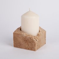 Natürlicher Beige Travertin Kerzenhalter von AndresStoneDesign