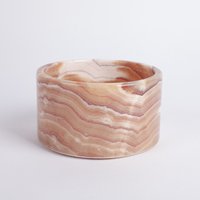 Rosa/Alabaster Zylinder Schale Handgeschnitzter Onyx Dekoration Natürliche Wohndekoration Naturstein von AndresStoneDesign