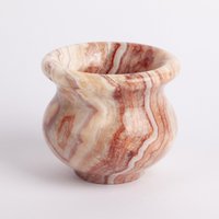 Rosa Alabaster Vase/Kleine Onyx Hand Geschnitzter Dekoration Natürliche Hausdekoration von AndresStoneDesign
