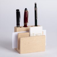 Travertin-Bleistifthalter/Travertin-Papierhalter Marmor-Bürozubehör Marmor-Wohndekoration Bürogeschenk Schreibtisch-Organizer von AndresStoneDesign