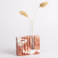 Travertin-Pflanzer/Travertin-Glas-Pflanzerhalter Einzigartiger Pflanzer Marmor-Pflanzer von AndresStoneDesign