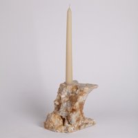Wüstengrauer Travertin-Kerzenhalter/Einzigartiger Kerzenhalter von AndresStoneDesign