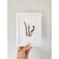 Andressâ - Seeglasbild Tropical Birds Mit Treibholz Und Echtem Seeglas Aus Der Ostsee von AndressaSchmuck