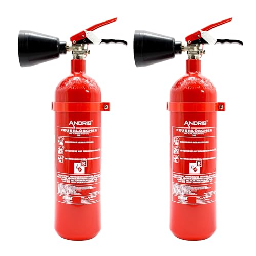 2X Feuerlöscher 2kg CO2 Kohlendioxid EDV geeignet EN 3 inkl. ANDRIS® Prüfnachweis mit Jahresmarke von Andris