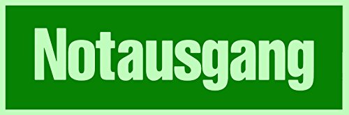Notausgang Textschild orig. KNS® hochwertige Markenqualität orig. KNS®, DIN Kunststoffplatte nachleuchtend & selbstklebend 297x105mm von Andris