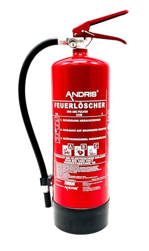 Orig. ANDRIS® Feuerlöscher 6kg ABC Pulver-Feuerlöscher 10 LE für Handwerk, Gewerbe und Industrie mit ANDRIS® Prüfnachweis von Andris