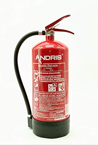 Orig. ANDRIS® Qualitäts-Marken-Feuerlöscher 6L Schaum AB - 9LE mit Manometer, EN 3 inkl. Wandhalterung & ANDRIS® Prüfnachweis mit Jahresmarke von Andris