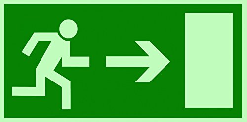 orig. ANDRIS® Rettungszeichen Fluchtweg/Notausgang Rettungsweg Symbol nach rechts DIN BGV A8, F30, PVC-Folie lang nachleuchtend & selbstklebend 300x150mm von Andris