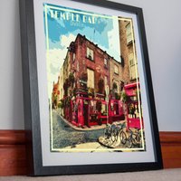 Dublin Druck Poster Leinwand Tempel Bar Irland Vintage Wand Dekor Bild Urlaub Geschenk Home Retro Art Affiche von AndriusPosters