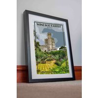 Schloss Windsor Druck Poster Leinwand Großbritannien Bild Urlaub Geschenk Home Dekor Retro Kunstdruck Reise Vintage Wand Affiche von AndriusPosters