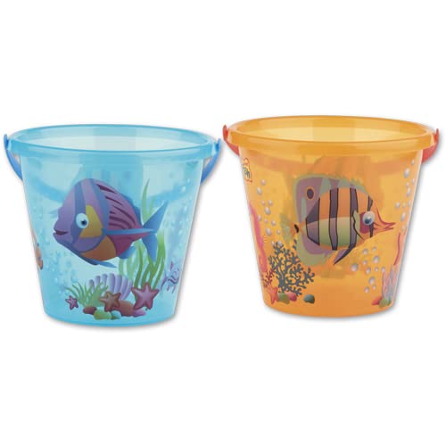 Eimer transparent 17cm 4-fach sortiert: lila, gelb, grün und orange, mit Motiv Eimer transparent 17cm 4-fach sortiert: lila, gelb, grün und orange, mit Motiv von Androni