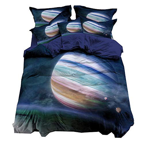 Andrui Bettwäsche 3D Galaxy Weltall Weltraum Galaxie Sterne Planeten Bettbezug und Kissenbezug Set Kinderbettwäsche Jungs Mann Bettbezug Ganzjahr (Style 1#, 220x240cm) von Andrui