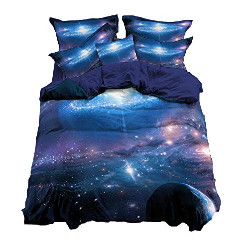 Andrui Bettwäsche 3D Galaxy Weltall Weltraum Galaxie Sterne Planeten Bettbezug und Kissenbezug Set Kinderbettwäsche Jungs Mann Bettbezug Ganzjahr (Style 6#, 135x200cm) von Andrui