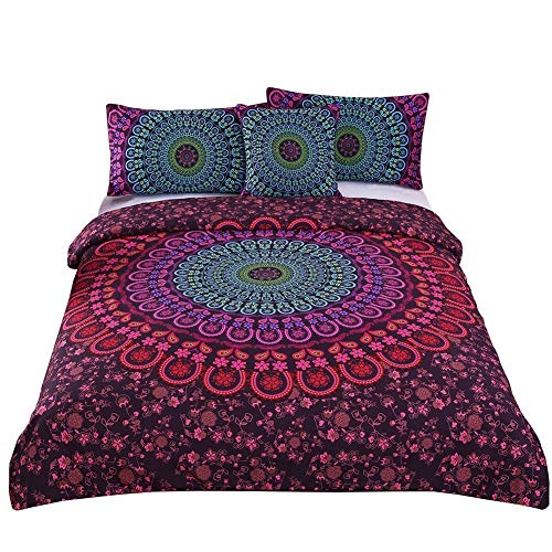 Andrui Bettwäsche Set Boho Mandala Blume Muster Bohemian Exotisch Rot & Lila Mehrfarbig 220x240cm Bettbezug und Kissenbezug King Bettwäsche mit Reißverschluss Pflegeleicht Ganzjährig Andrui Bettwäsche Set Boho Mandala Blume Muster Bohemian Exotisch Rot & Lila Mehrfarbig 220x240cm Bettbezug und Kissenbezug King Bettwäsche mit Reißverschluss Pflegeleicht Ganzjährig von Andrui