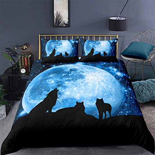 Andrui Kinder Bettwäsche Set Tier Wolf Muster Bunt Bettbezug 155 x 220 cm Kissenbezug 80 x 80 cm von Andrui